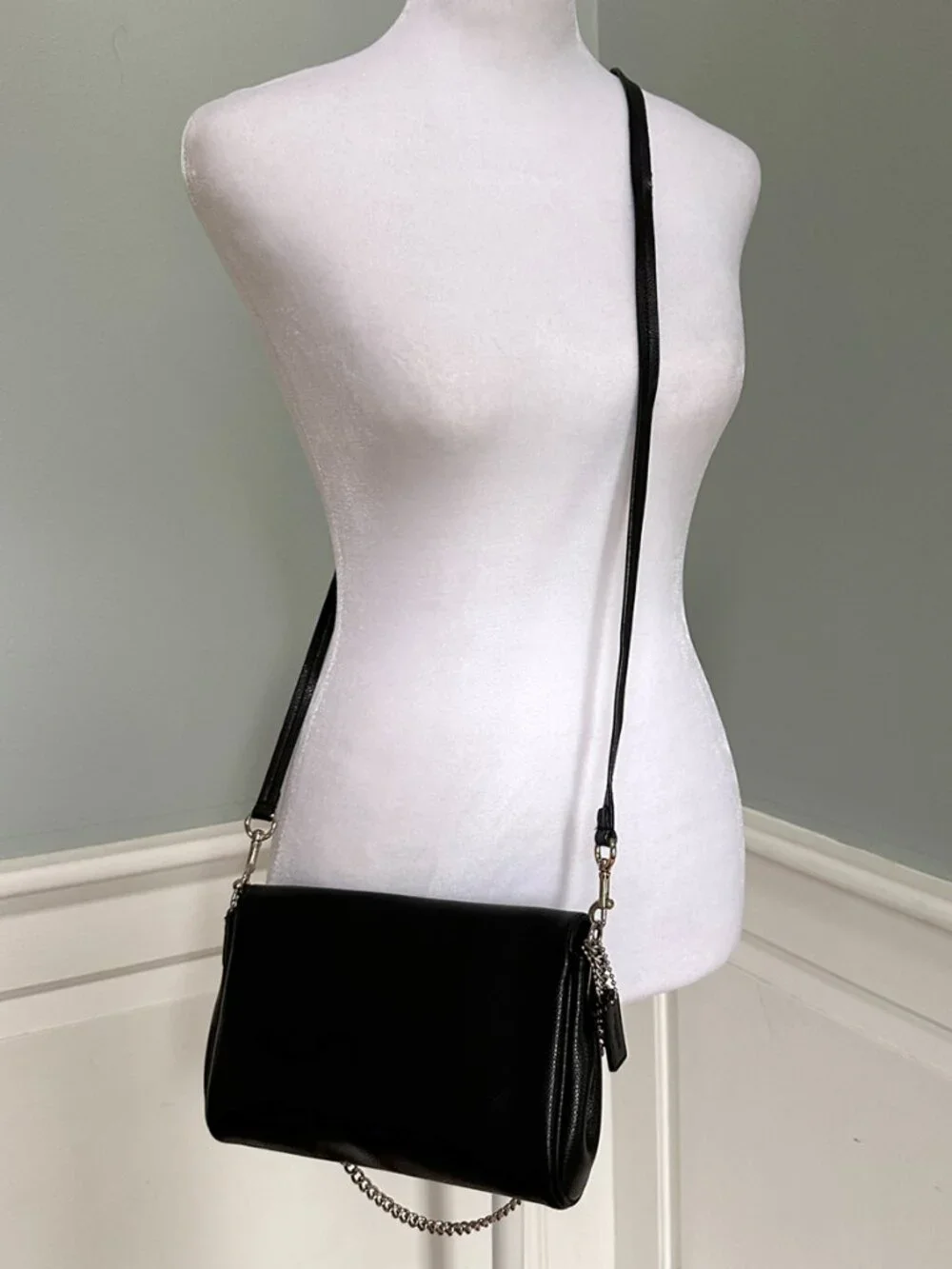 Coach Mini Ruby Crossbody Bag Black Pebbled Leather Turnlock F34604